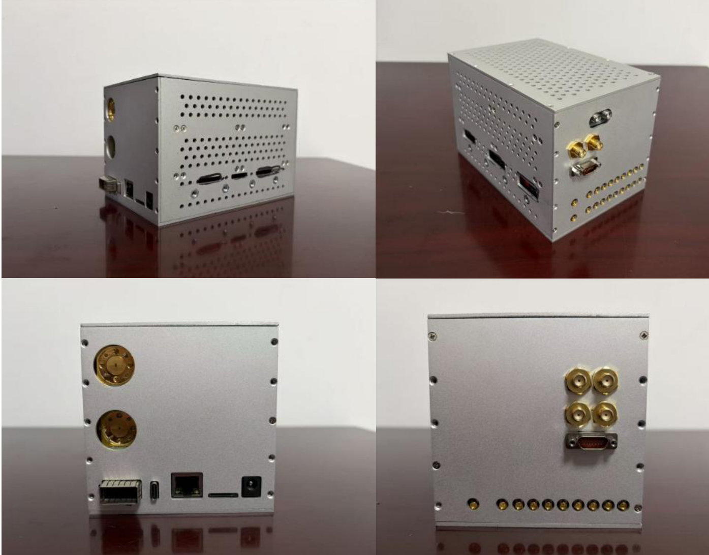 Photograph of the THz communication proof-of-concept prototype, four views
